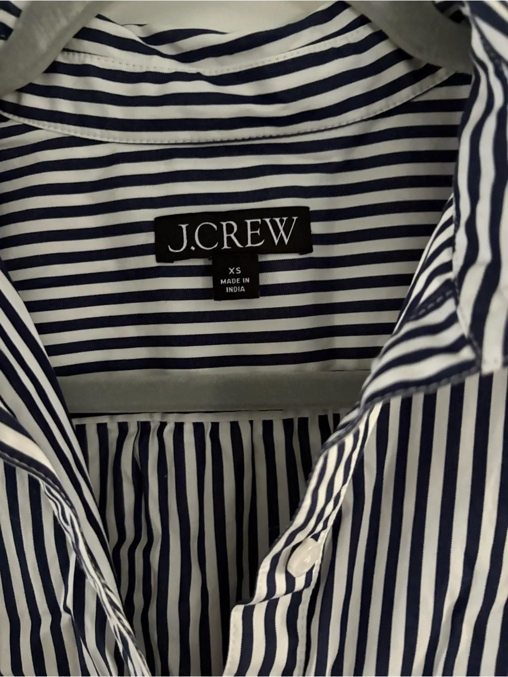 J. Crew Amelia Dress Navy and White Striped Ruffle Hem Shirt Dress